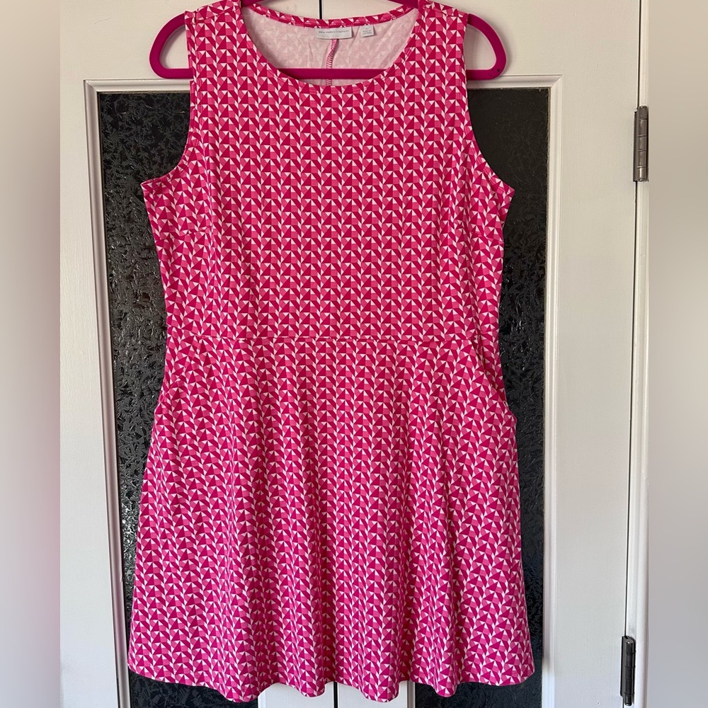 Pink and White Diamond Print Cotton Sundress